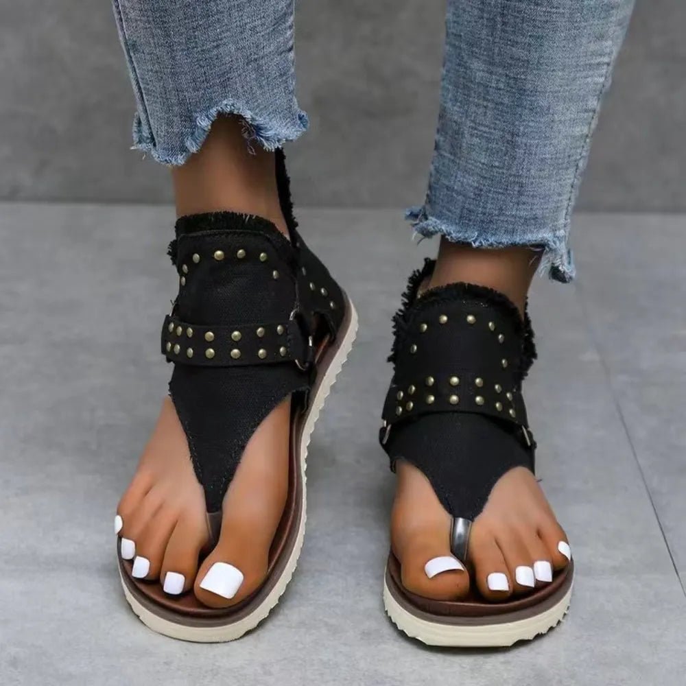 Stylish Open Toe Studded Flat Sandals - ꫀꪶꫀᧁꪖꪀᥴꫀ꠸ᠻꪗ~ 𝔈𝔪𝔟𝔯𝔞𝔠𝔢 𝔈𝔩𝔢𝔤𝔞𝔫𝔠𝔢
