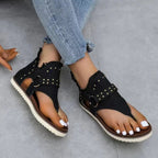 Stylish Open Toe Studded Flat Sandals - ꫀꪶꫀᧁꪖꪀᥴꫀ꠸ᠻꪗ~ 𝔈𝔪𝔟𝔯𝔞𝔠𝔢 𝔈𝔩𝔢𝔤𝔞𝔫𝔠𝔢