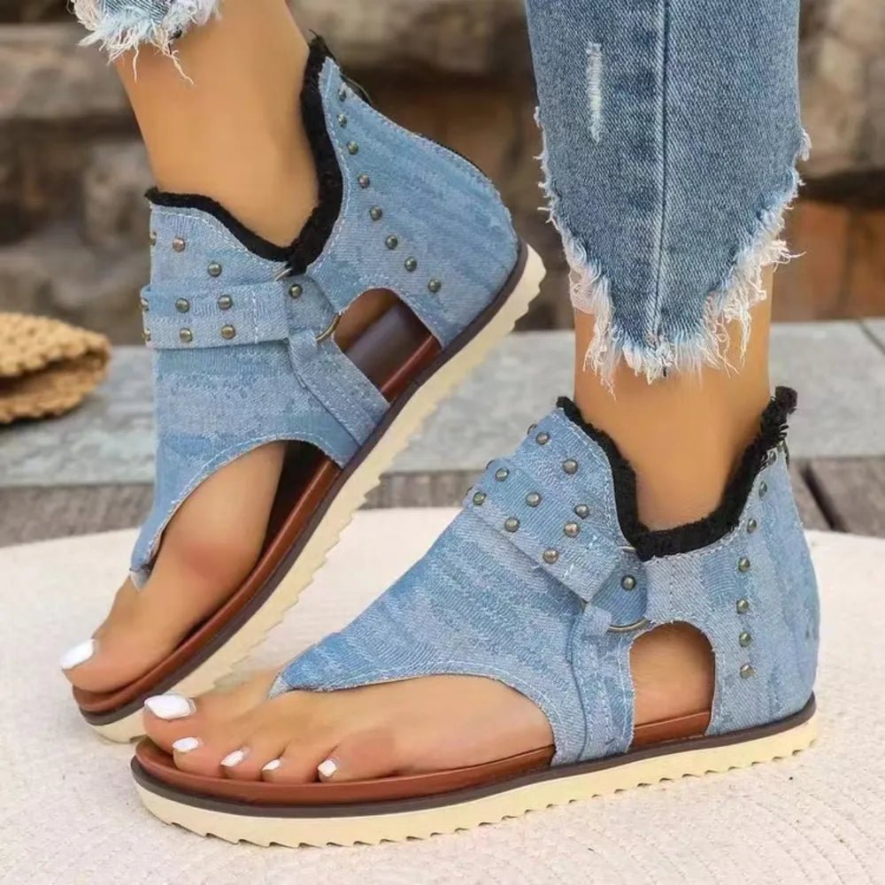 Stylish Open Toe Studded Flat Sandals - ꫀꪶꫀᧁꪖꪀᥴꫀ꠸ᠻꪗ~ 𝔈𝔪𝔟𝔯𝔞𝔠𝔢 𝔈𝔩𝔢𝔤𝔞𝔫𝔠𝔢