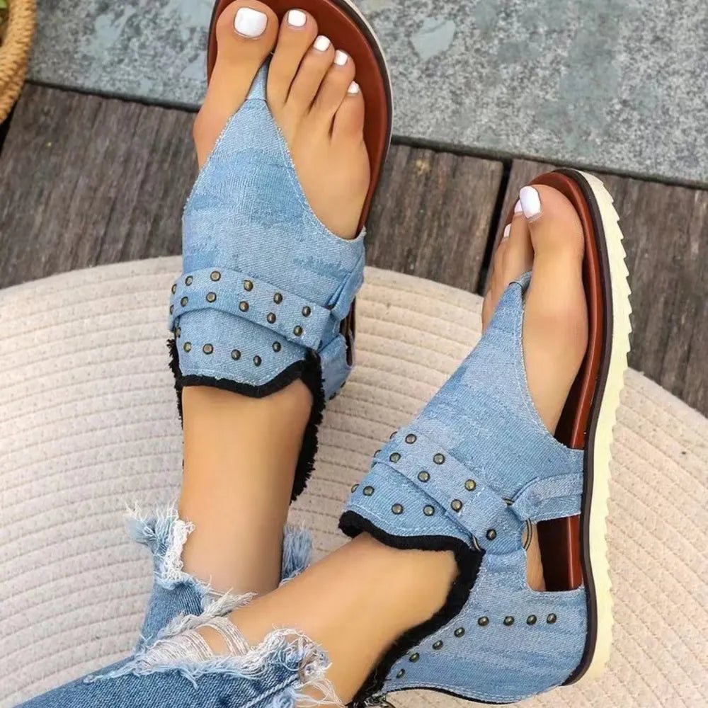 Stylish Open Toe Studded Flat Sandals - ꫀꪶꫀᧁꪖꪀᥴꫀ꠸ᠻꪗ~ 𝔈𝔪𝔟𝔯𝔞𝔠𝔢 𝔈𝔩𝔢𝔤𝔞𝔫𝔠𝔢