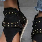 Stylish Open Toe Studded Flat Sandals - ꫀꪶꫀᧁꪖꪀᥴꫀ꠸ᠻꪗ~ 𝔈𝔪𝔟𝔯𝔞𝔠𝔢 𝔈𝔩𝔢𝔤𝔞𝔫𝔠𝔢