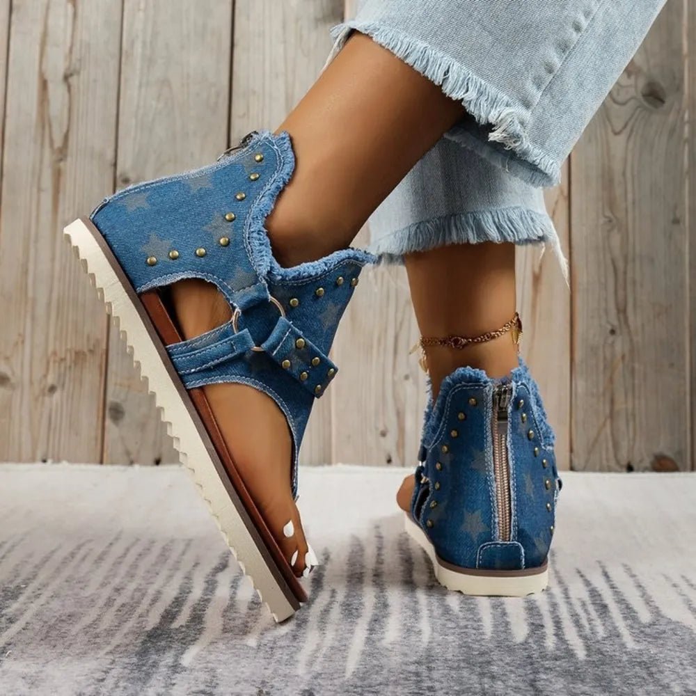 Stylish Open Toe Studded Flat Sandals - ꫀꪶꫀᧁꪖꪀᥴꫀ꠸ᠻꪗ~ 𝔈𝔪𝔟𝔯𝔞𝔠𝔢 𝔈𝔩𝔢𝔤𝔞𝔫𝔠𝔢